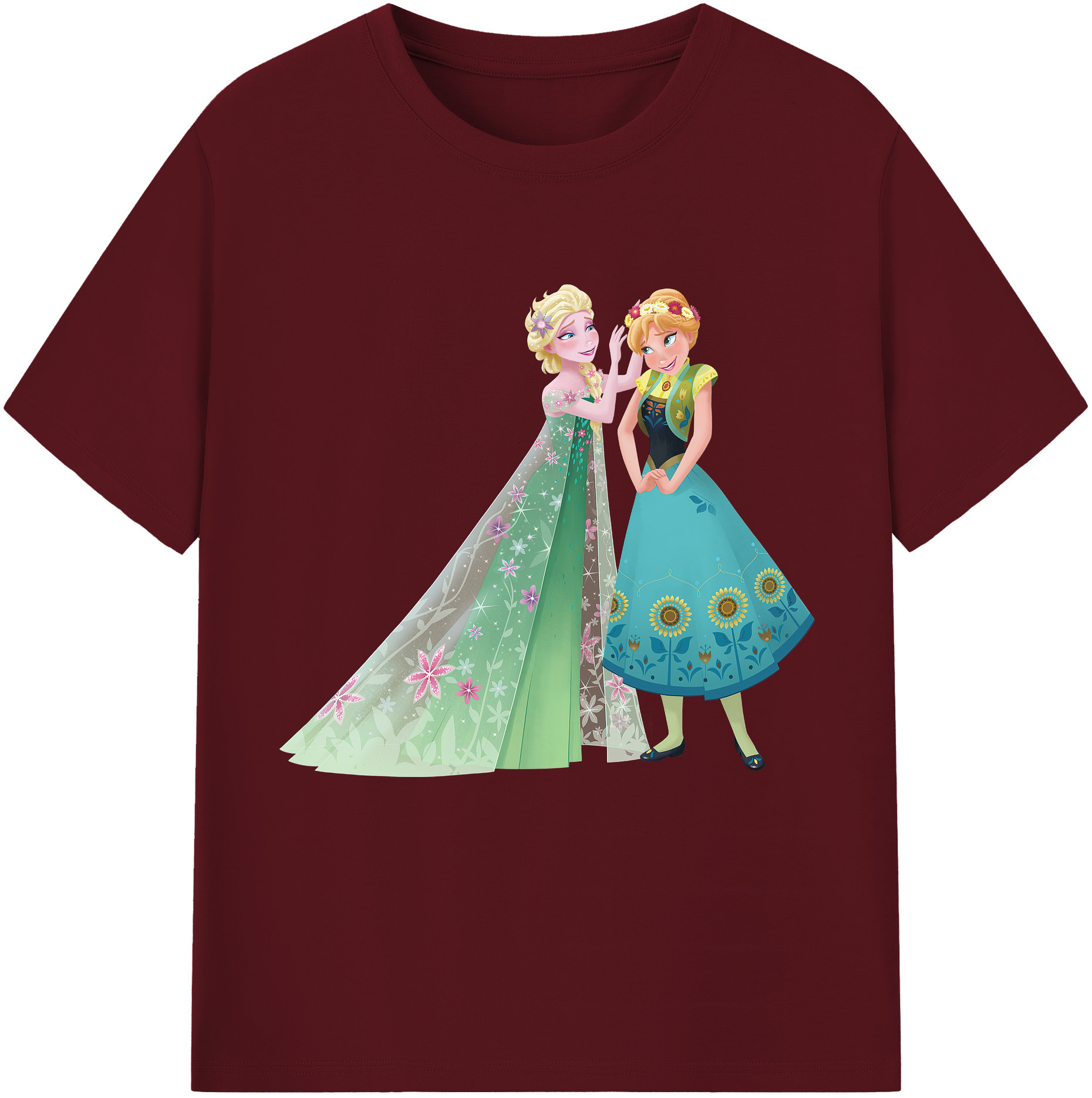 （画像用） アナと雪の女王 アンナ エルサ Frozen Anna Elsa 綿100％半袖Tシャツ（フロントプリント）